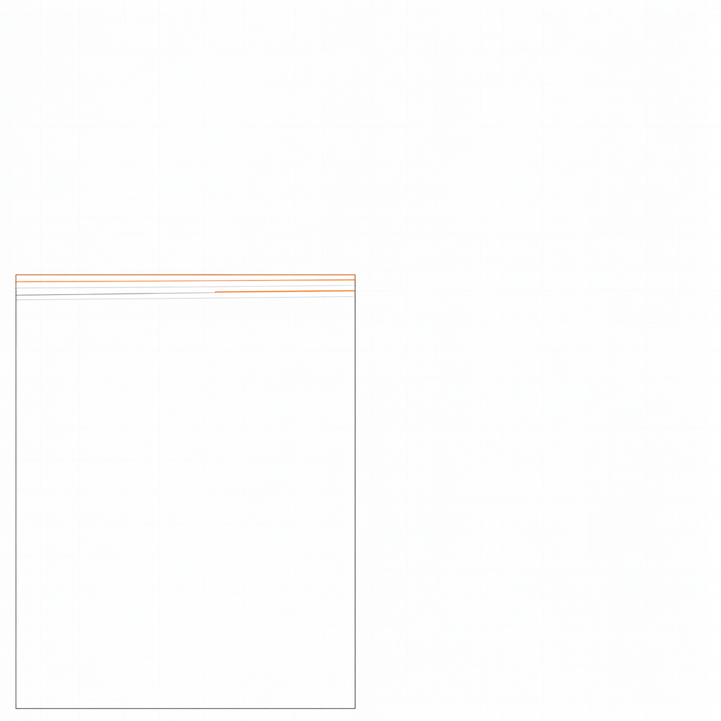 A base block with thin ledger lines rising above it, one line orange
