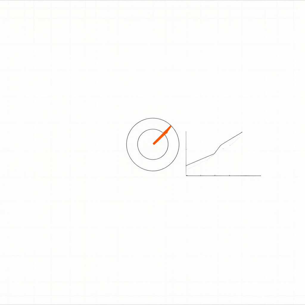 A rotary dial with an orange pointer beside a line chart whose slope doubles after the dial’s position